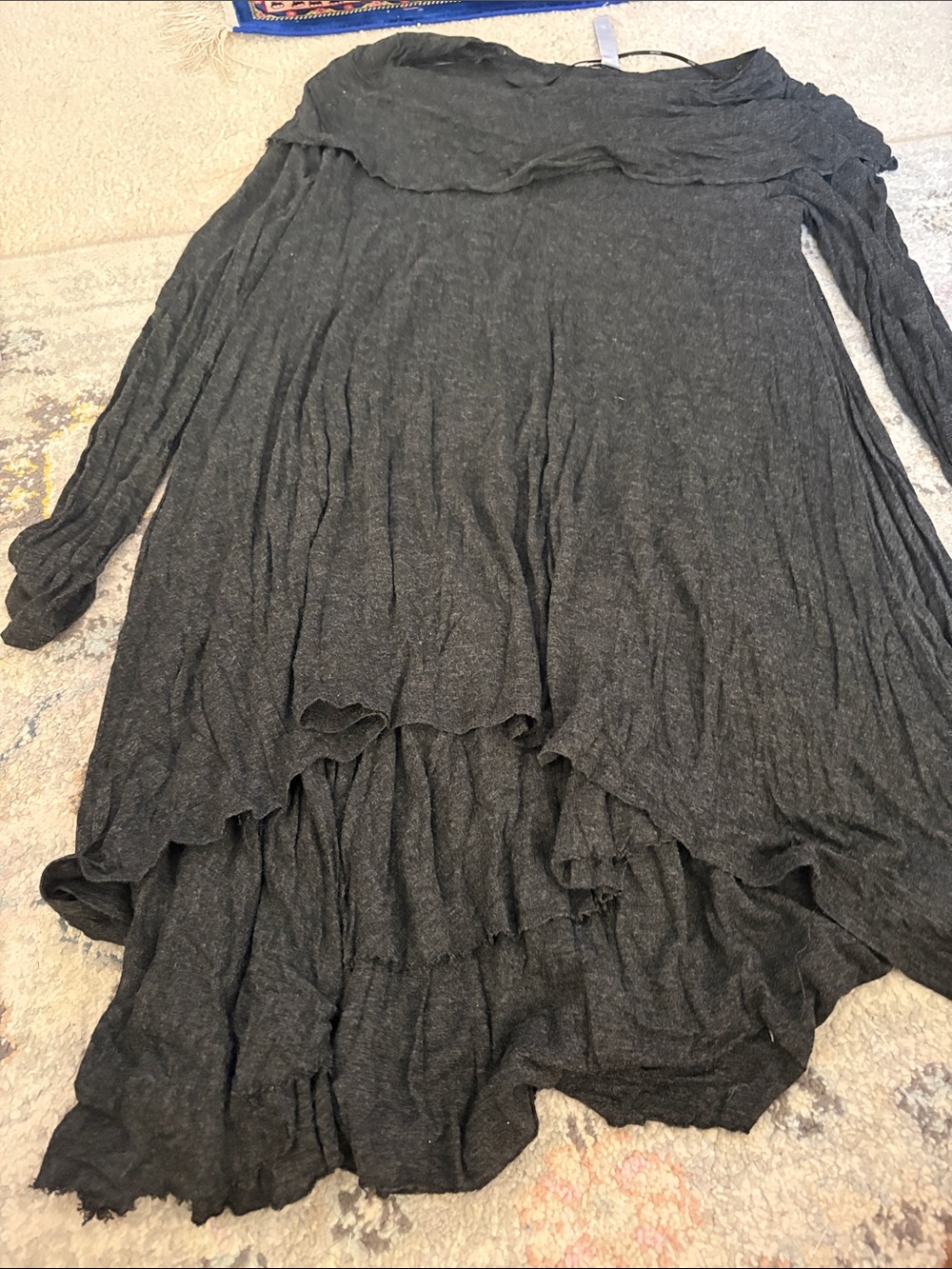 Kensie Dark Charcoal Long-Sleeve Asymmetric Tunic Dress